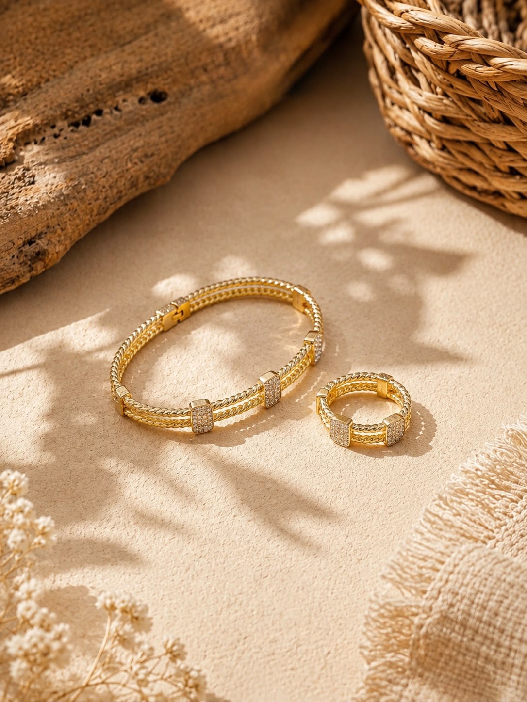 Aria Stainless Steel Matching Bracelet & Ring Set
